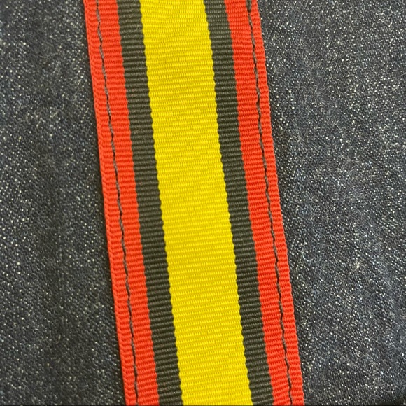 Old Navy Retro Denim Tote 70s 80s Throwback Grosgrain Ribbon Trim & Handles - Picture 6 of 15